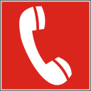 Знак по ГОСТ 12.4.026-2015: F05 Телефон для использования при пожаре (в том числе телефон прямой связи с пожарной охраной)
